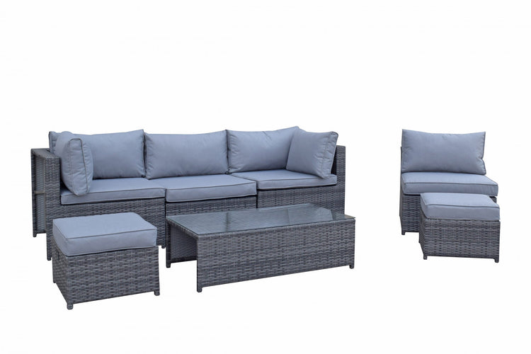 Chelsea Grey 8mm Flat Weave Rattan Modular Garden Sofa with Arm Storage & Coffee Table | Signature Weave