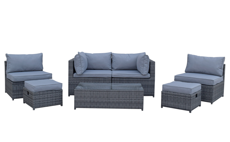 Chelsea Grey 8mm Flat Weave Rattan Modular Garden Sofa with Arm Storage & Coffee Table | Signature Weave