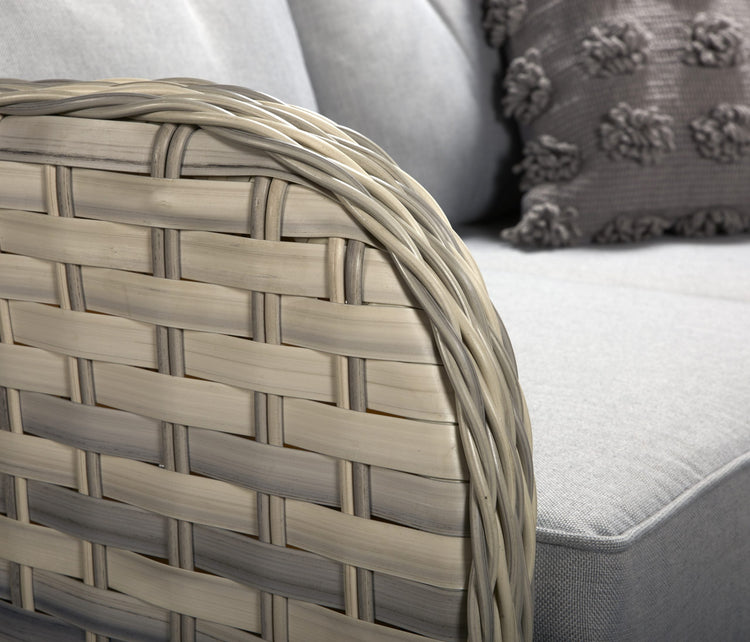 Constance Grey Rattan Large Corner Dining Sofa with Glass Table & 3 Benches | Signature Weave