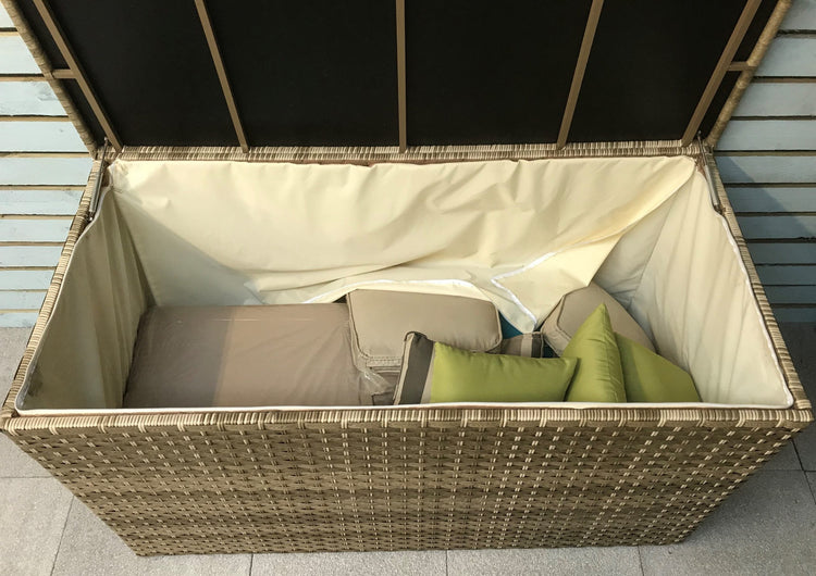 Medium Caramel 3-Wicker Weave Rattan Garden Cushion Storage Box, 140cm | Signature Weave