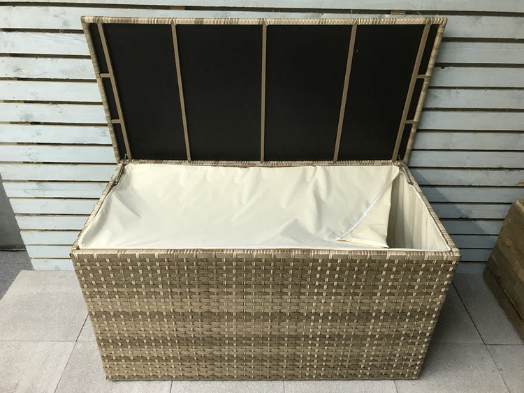 Medium Caramel 3-Wicker Weave Rattan Garden Cushion Storage Box, 140cm | Signature Weave