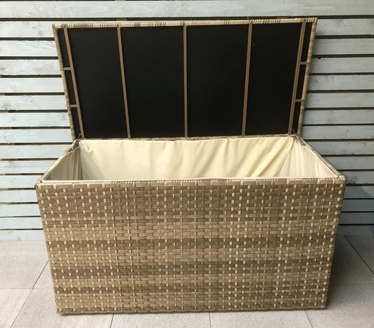 Medium Caramel 3-Wicker Weave Rattan Garden Cushion Storage Box, 140cm | Signature Weave