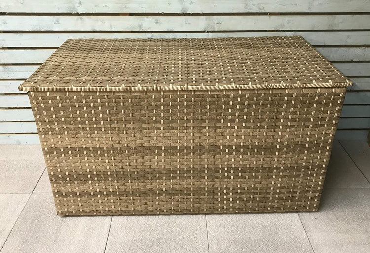 Medium Caramel 3-Wicker Weave Rattan Garden Cushion Storage Box, 140cm | Signature Weave