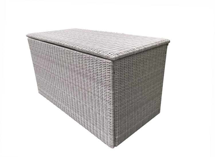 Large Grey 8mm Half Round Weave Rattan Garden Cushion Storage Box, 172cm | Signature Weave
