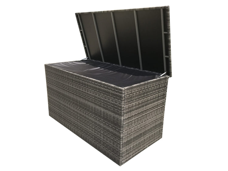 Grey 8mm Flat Weave Rattan Garden Cushion Storage Box, Large 172cm or Medium 140cm | Signature Weave