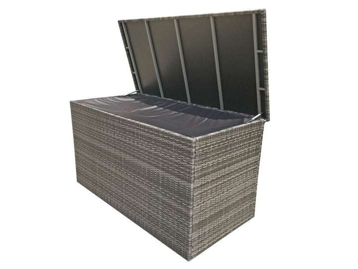 Grey 8mm Flat Weave Rattan Garden Cushion Storage Box, Large 172cm or Medium 140cm | Signature Weave