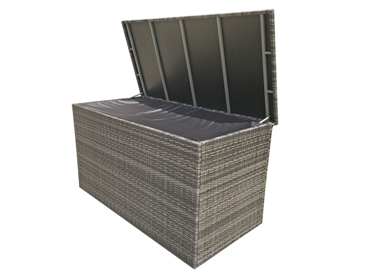 Grey 8mm Flat Weave Rattan Garden Cushion Storage Box, Large 172cm or Medium 140cm | Signature Weave