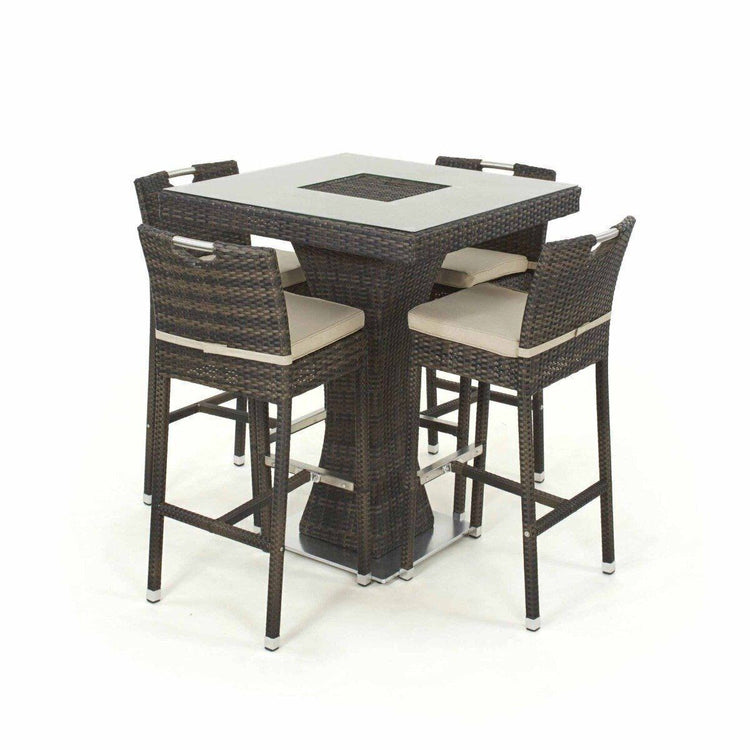 Homeflair - 4 Seat Square Rattan Bar Set