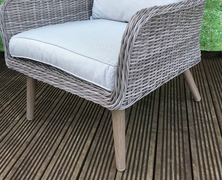 Danielle 4 Seater Grey Rattan Sofa Dining Set with Retro Legs | Signature Weave