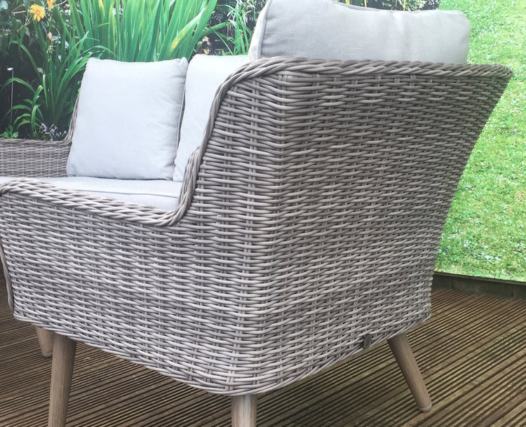 Danielle 4 Seater Grey Rattan Sofa Dining Set with Retro Legs | Signature Weave