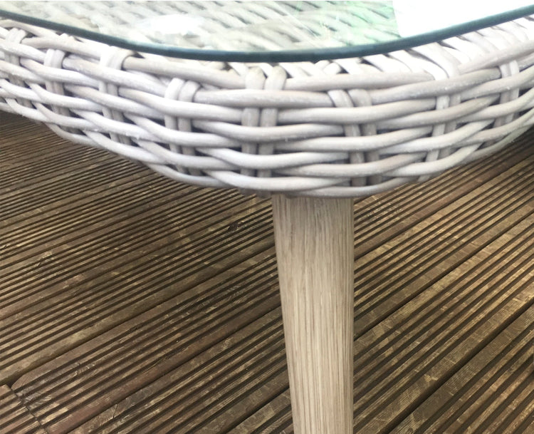 Danielle 4 Seater Grey Rattan Sofa Dining Set with Retro Legs | Signature Weave