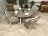 Signature Weave - Rattan Round Dining Table in Grey + 4 Chairs Set | Danielle | Dani0164