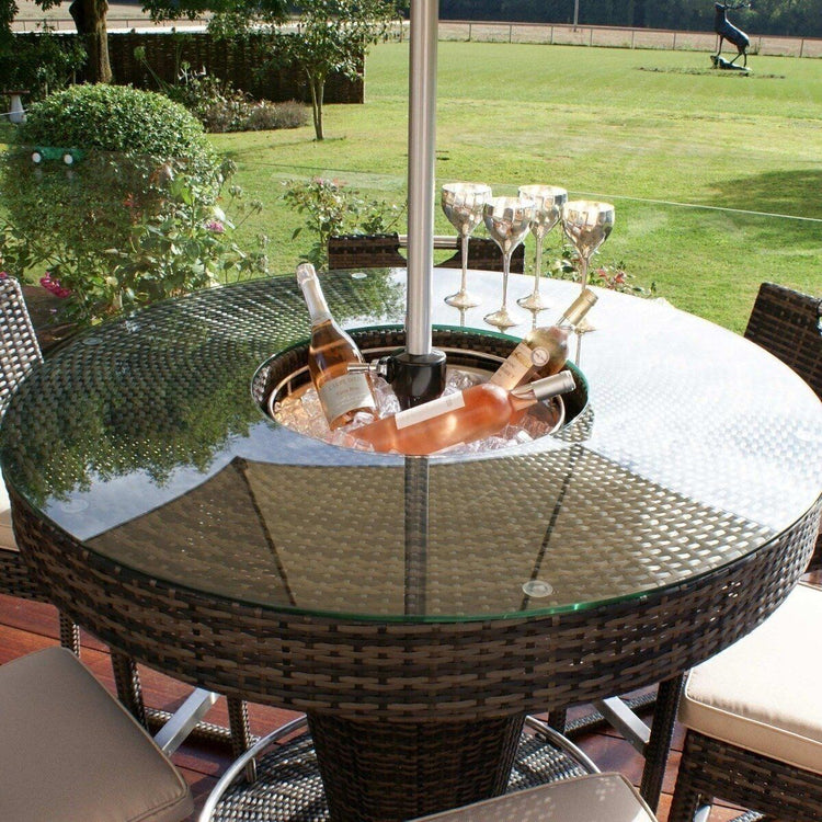 Homeflair - 6 Seat Round Rattan Bar Set with Ice Bucket
