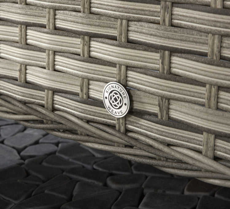 Edwina Grey Rattan Corner Dining Sofa with Toughened Glass Table & 3 Stools | Signature Weave