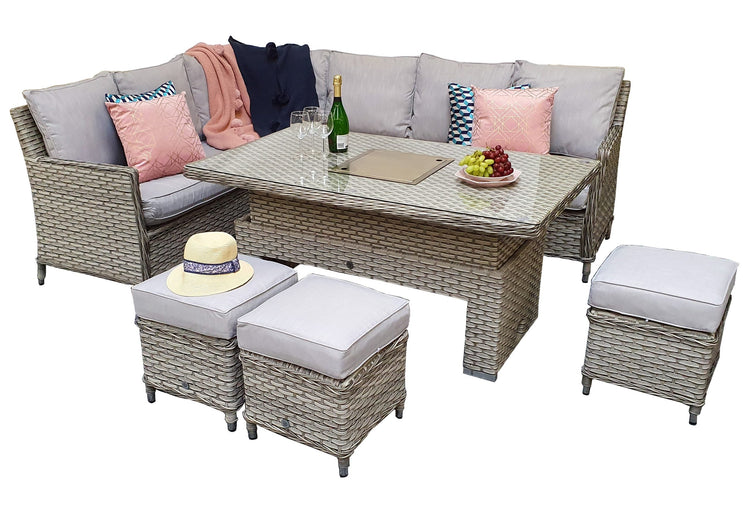 Signature Weave - Rattan Corner Dining Sofa with Lift Table and Ice Bucket | Edwina | Edwi0317