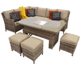 Signature Weave - Edwina Rattan Corner Dining Set with Lift Table and Ice Bucket | Edwi0318