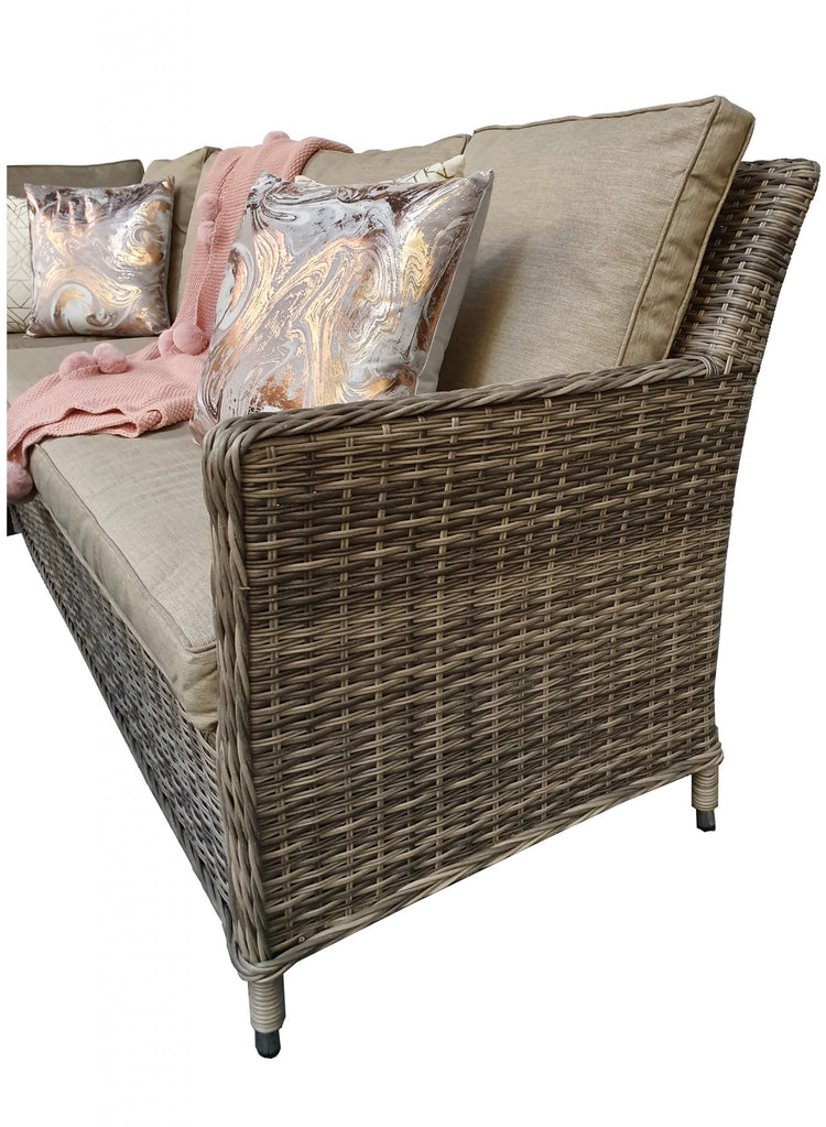 Edwina Grey Rattan Corner Dining Set with Lift Table, Ice Bucket & 3 Stools | Signature Weave