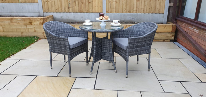 Emily Rattan Garden Bistro Set with 70cm Table & 2 Stacking Chairs | Signature Weave