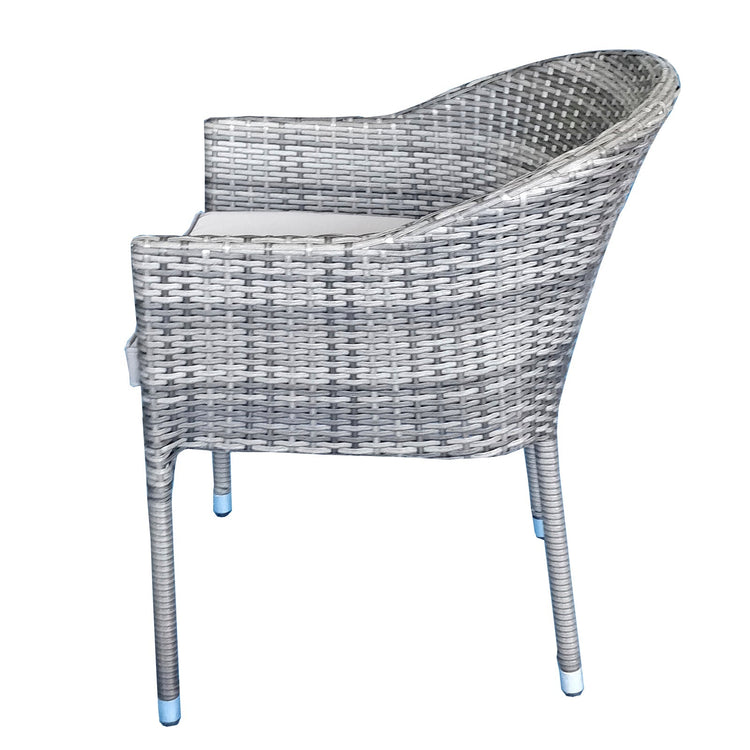 Emily Grey Rattan Stacking Garden Chair on Aluminium Frame | Signature Weave