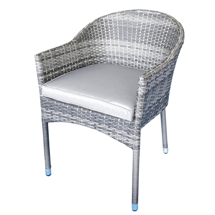 Emily Grey Rattan Stacking Garden Chair on Aluminium Frame | Signature Weave