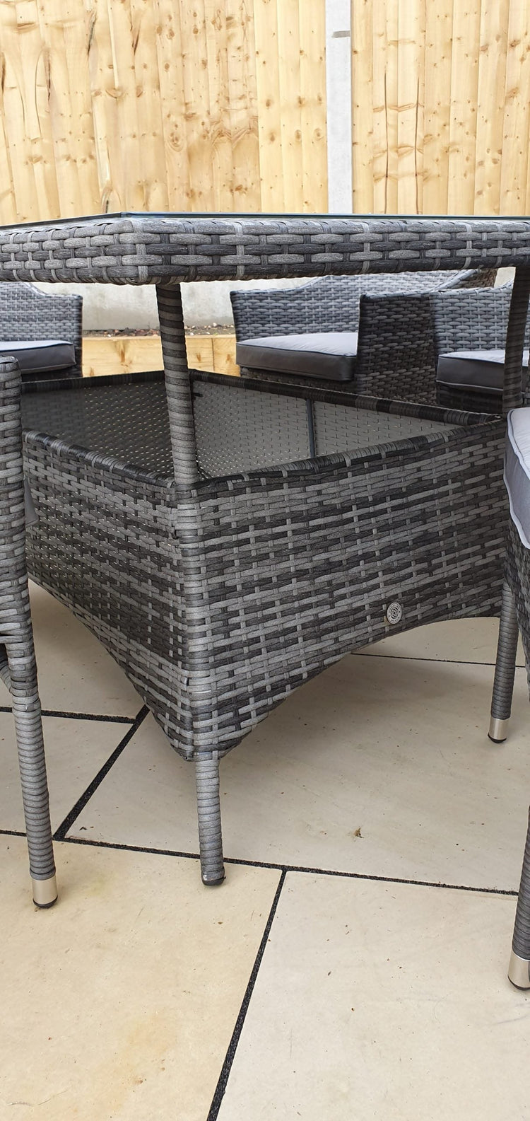 Emily 6 Seater Natural Rattan Garden Dining Set with Stacking Chairs | Signature Weave