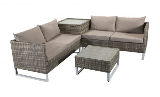Signature Weave - Rattan Lucy Grey Corner Sofa with Storage Box Table | Lucy0395