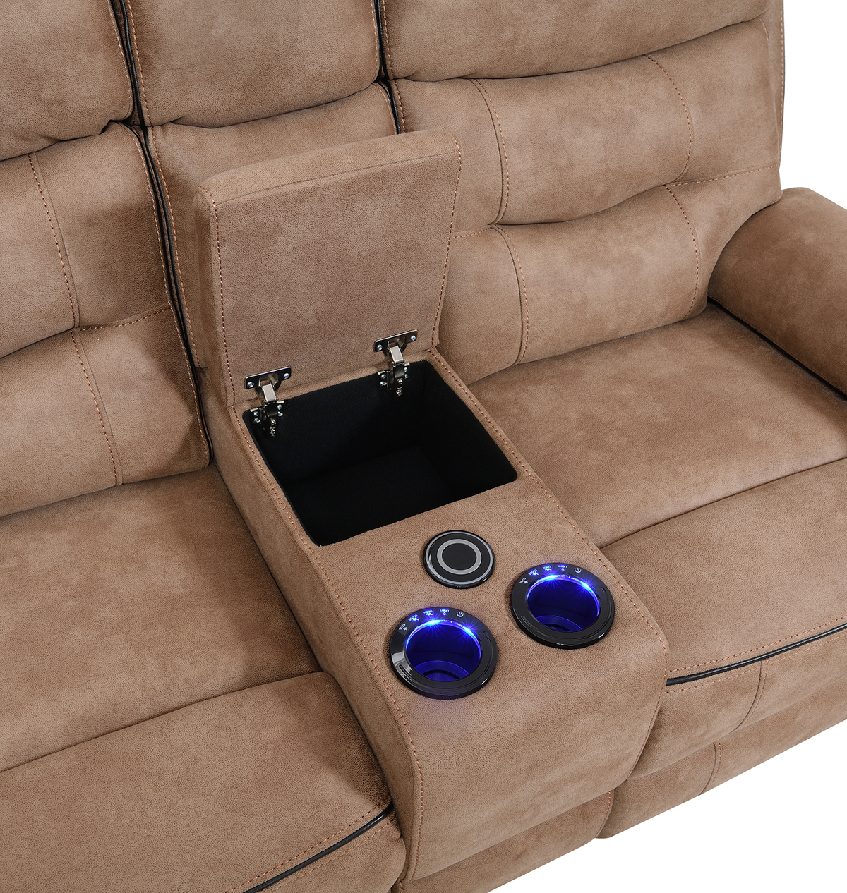 Gabrielle Tech Fabric 2 Seater Electric Recliner with Speakers & Cooler Cup Holders
