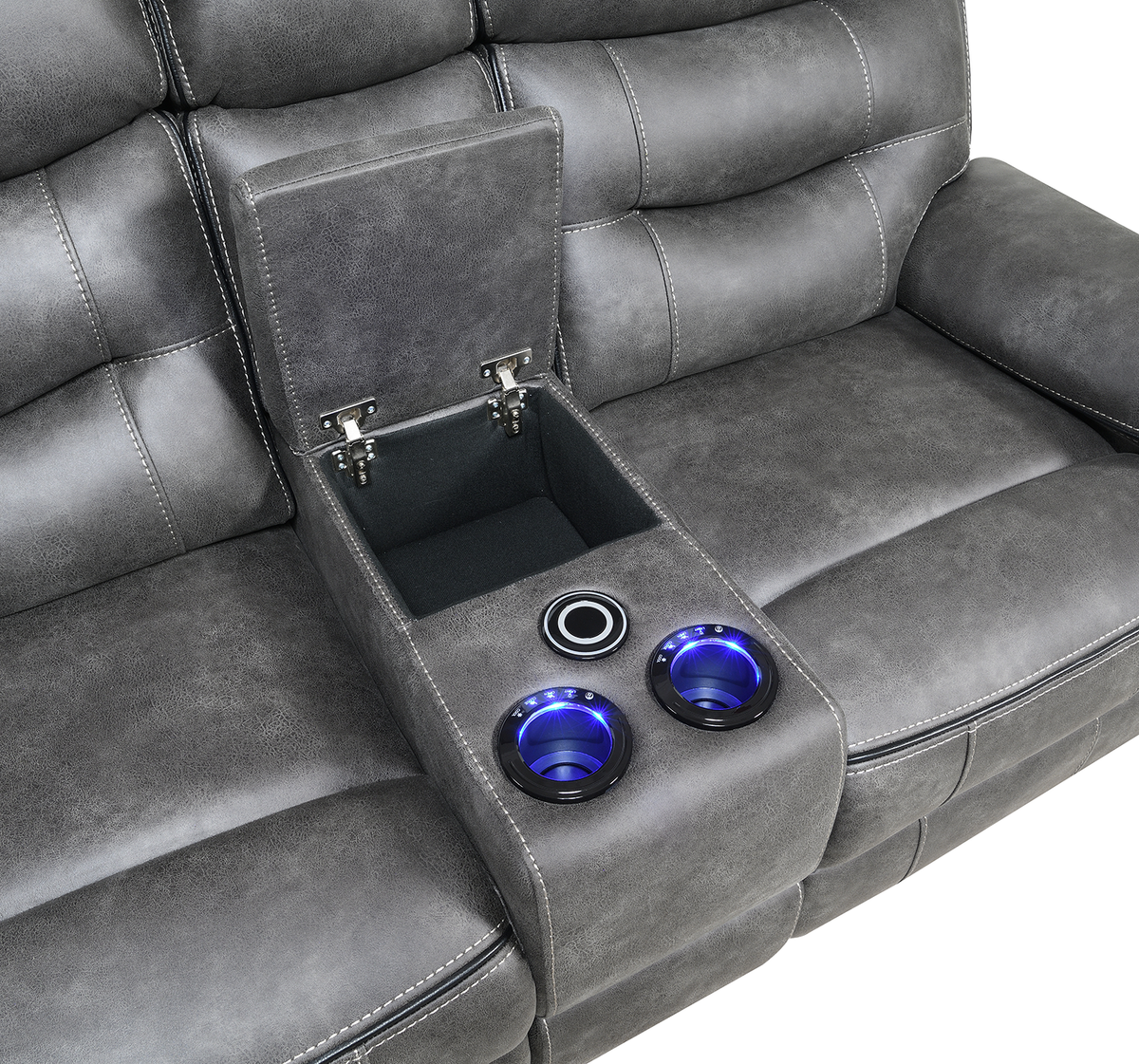 Gabrielle Tech Fabric 2 Seater Electric Recliner with Speakers & Cooler Cup Holders