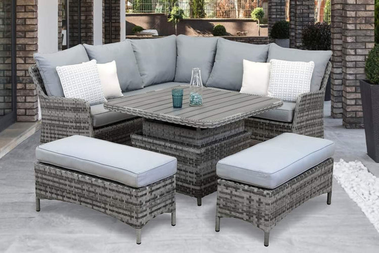 Rattan Ledbury Casual Corner Sofa Set with Lift Table | LEDB128GG