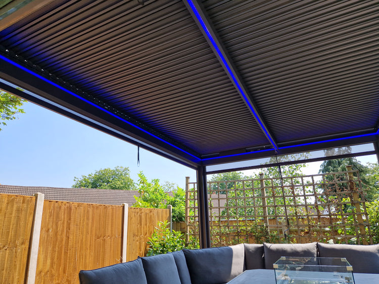 Signature Weave - Aluminium Gazebo Garden Structure with LED Lights | Gaze0474
