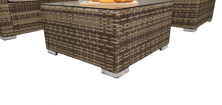 Georgia Brown Rattan Compact Garden Corner Sofa with Coffee Table | Signature Weave
