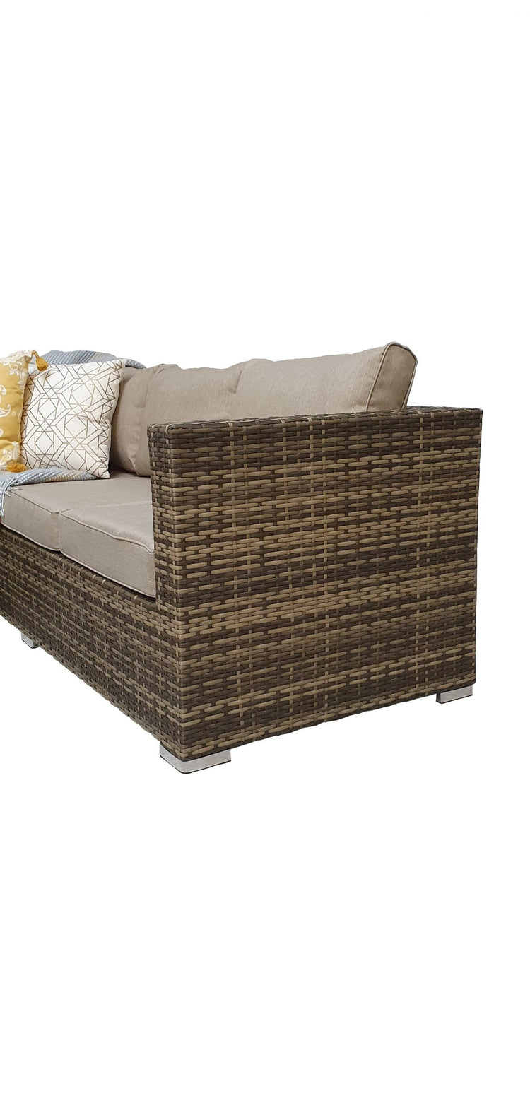 Georgia Brown Rattan Compact Garden Corner Sofa with Coffee Table | Signature Weave