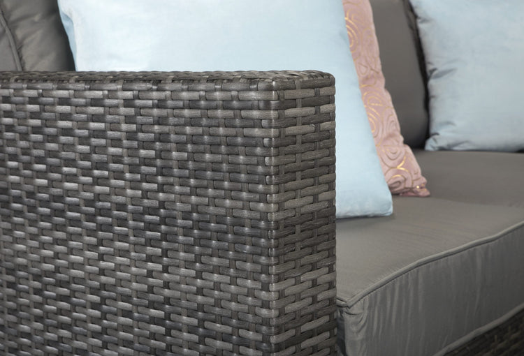 Georgia Grey Rattan Corner Dining Set with Poly Wood Table & Benches | Signature Weave