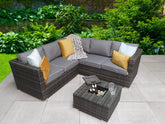 Signature Weave - Rattan Corner Sofa with Ice Bucket and Coffee Table in Grey | Georgia | Geor0311