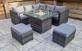 Georgia Rattan Grey Firepit Dining Corner Sofa | Geor0150_0433