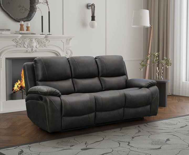 Isobella Fabric Manual Recliner Sofa Collection, Charcoal or Grey | Exclusive