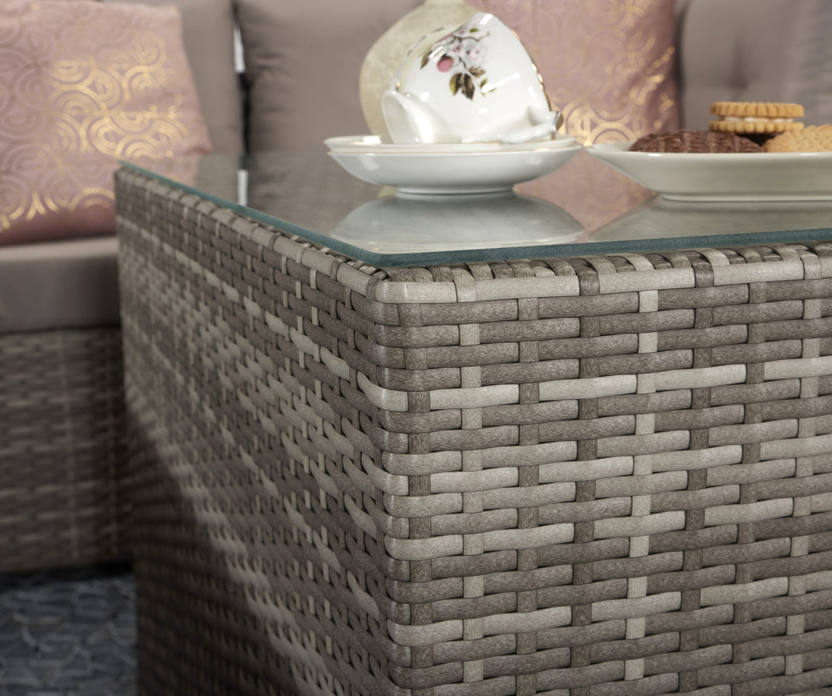 Harper Grey Rattan Modular Stacking Garden Sofa Set with Storage Side Table