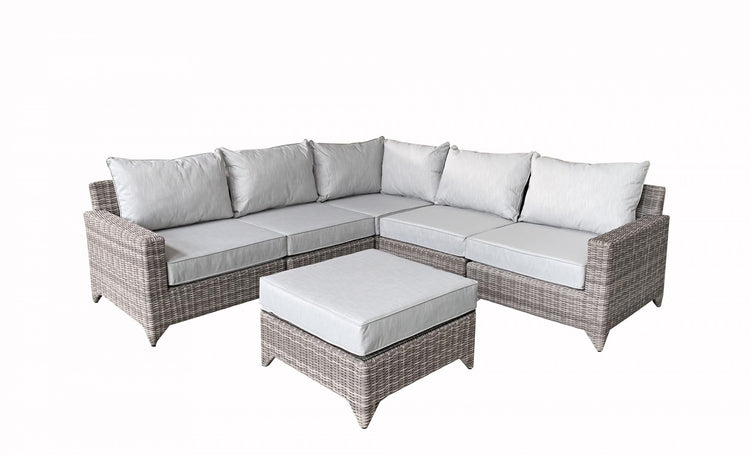 Helena Grey Rattan Modular Garden Corner Sofa with Coffee Table | Signature Weave