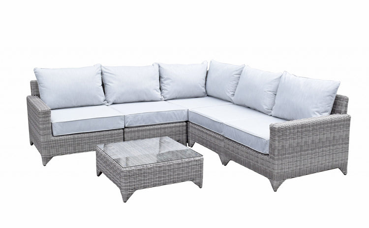 Helena Grey Rattan Modular Garden Corner Sofa with Coffee Table | Signature Weave