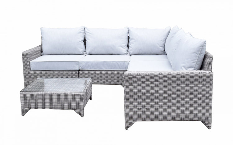 Helena Grey Rattan Modular Garden Corner Sofa with Coffee Table | Signature Weave