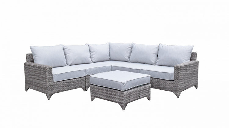 Helena Grey Rattan Modular Garden Corner Sofa with Coffee Table | Signature Weave