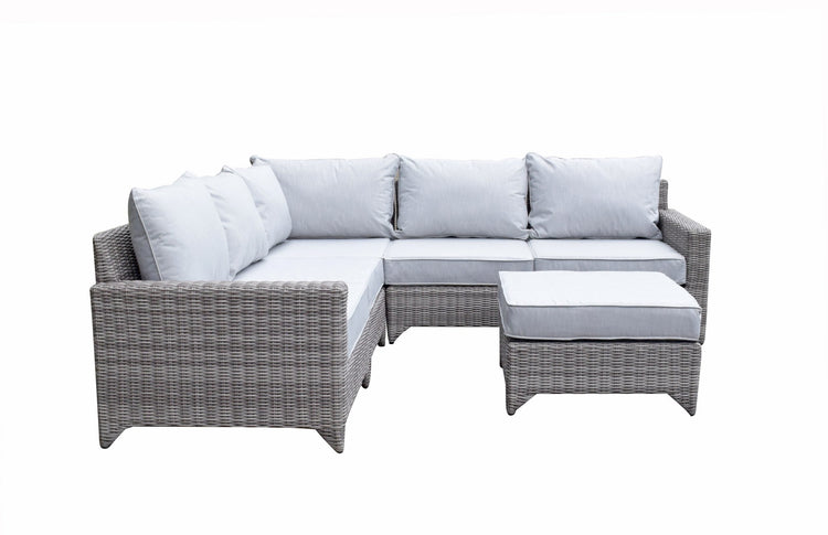 Helena Grey Rattan Modular Garden Corner Sofa with Coffee Table | Signature Weave