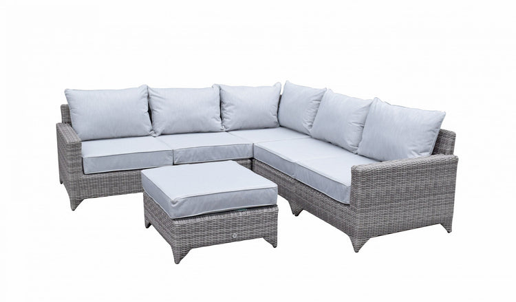 Helena Grey Rattan Modular Garden Corner Sofa with Coffee Table | Signature Weave