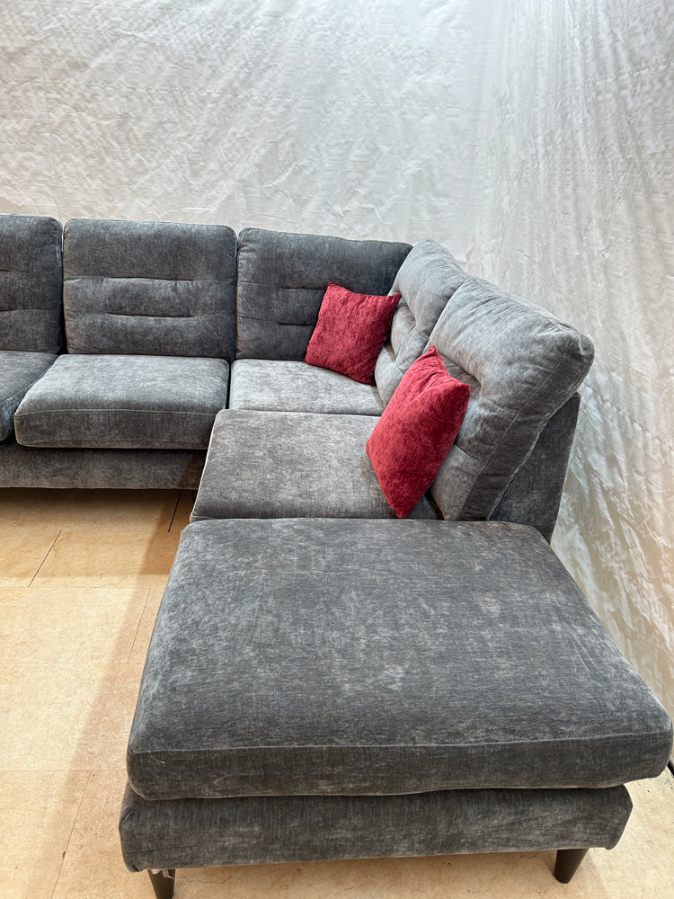 Ex-Display Lebus Skye Grey Fabric Corner with Footstool