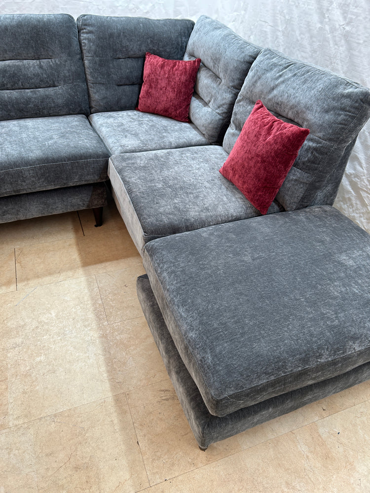 Ex-Display Lebus Skye Grey Fabric Corner with Footstool