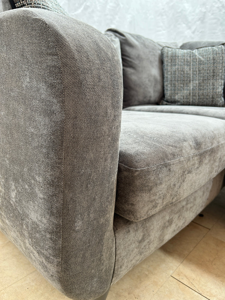Maia Ex-Display Grey Fabric Corner Sofa + Chair