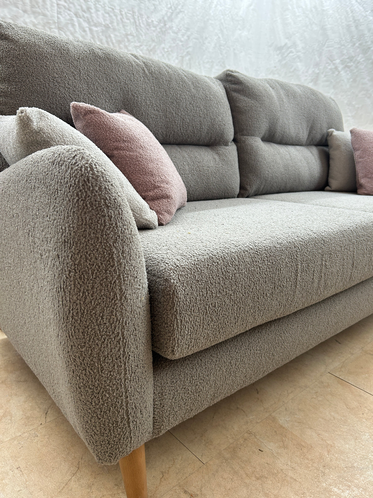 Ex-Display Porto Grey Boucle 3 + 2 Seater Sofa Set