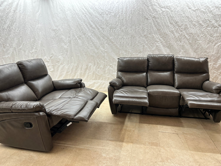 Ex-Display Capri Brown Leather Manual Recliner 3 + 2 Seater Sofas