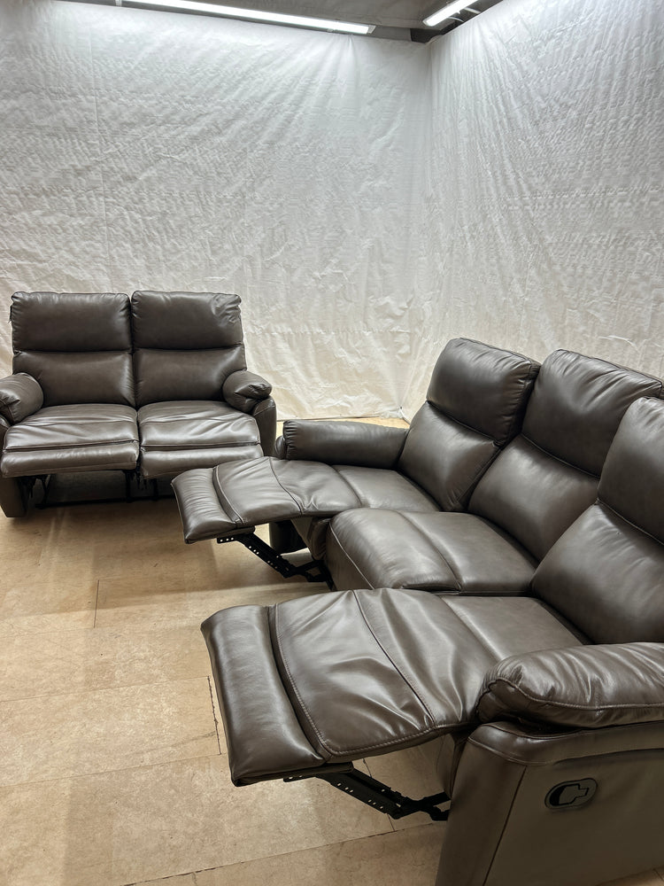 Ex-Display Capri Brown Leather Manual Recliner 3 + 2 Seater Sofas