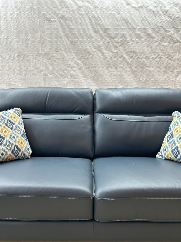 Ex-Display Vitalia Blue Leather 3 + 2 Seater Sofa Set